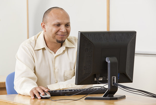 man working on the computer